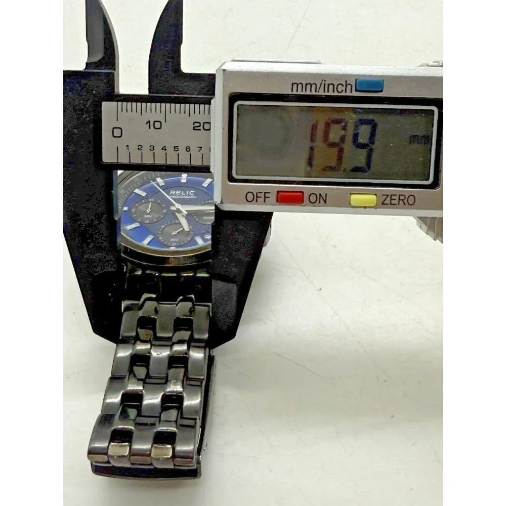 Relic Chronograph Multi Dial ZR66035 Blue Face Quartz Men's Watch Black Band